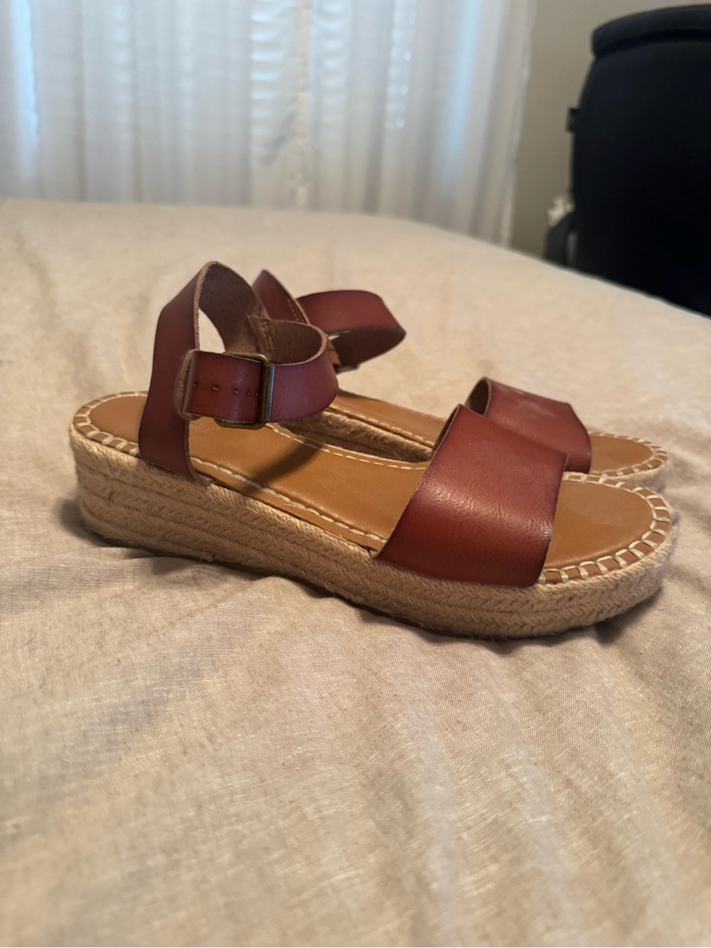Universal Thread Brown Leather Ankle-Strap Sandals - Picture 2 of 6